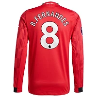 Men's adidas Bruno Fernandes Red Manchester United Home 2025/26 Authentic Player Long Sleeve Jersey