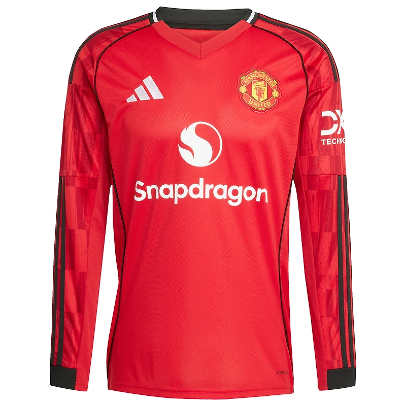 Men's adidas Bruno Fernandes Red Manchester United Home 2025/26 Replica Player Long Sleeve Jersey
