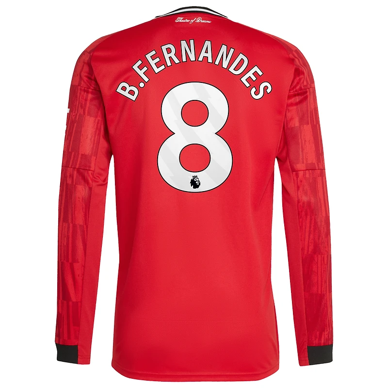 Men's adidas Bruno Fernandes Red Manchester United Home 2025/26 Replica Player Long Sleeve Jersey