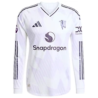Maillot de joueur à manches longues authentique extérieur Manchester United 2025/26 blanc adidas Bruno Fernandes pour homme