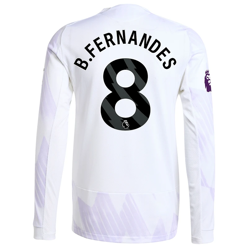 Men's adidas Bruno Fernandes White Manchester United 2025/26 Away Authentic Long Sleeve Player Jersey