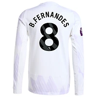 Men's adidas Bruno Fernandes White Manchester United 2025/26 Away Authentic Long Sleeve Player Jersey