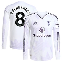 Men's adidas Bruno Fernandes White Manchester United 2025/26 Away Authentic Long Sleeve Player Jersey