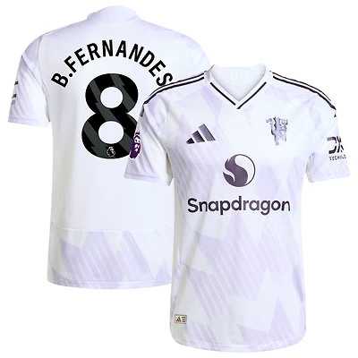 Men's adidas Bruno Fernandes White Manchester United 2025/26 Away Authentic Player Jersey