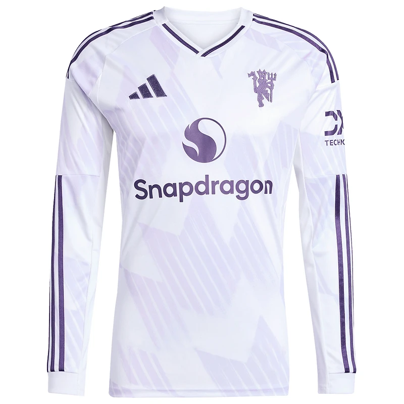 Men's adidas Bruno Fernandes White Manchester United 2025/26 Away Replica Long Sleeve Player Jersey