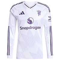 Men's adidas Bruno Fernandes White Manchester United 2025/26 Away Replica Long Sleeve Player Jersey