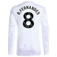 Men's adidas Bruno Fernandes White Manchester United 2025/26 Away Replica Long Sleeve Player Jersey
