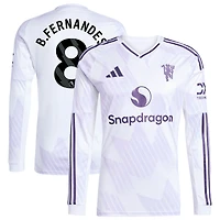 Men's adidas Bruno Fernandes White Manchester United 2025/26 Away Replica Long Sleeve Player Jersey