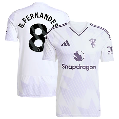 Men's adidas Bruno Fernandes White Manchester United 2025/26 Away Replica Player Jersey