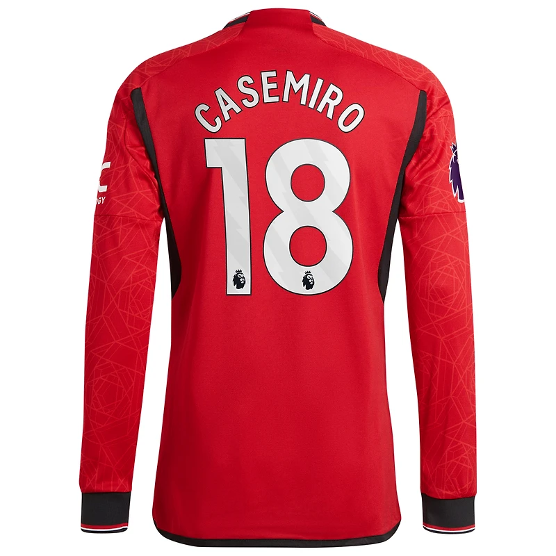 Men's adidas Casemiro Red Manchester United 2023/24 Home Authentic Long Sleeve Player Jersey