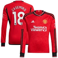 Men's adidas Casemiro Red Manchester United 2023/24 Home Replica Long Sleeve Player Jersey