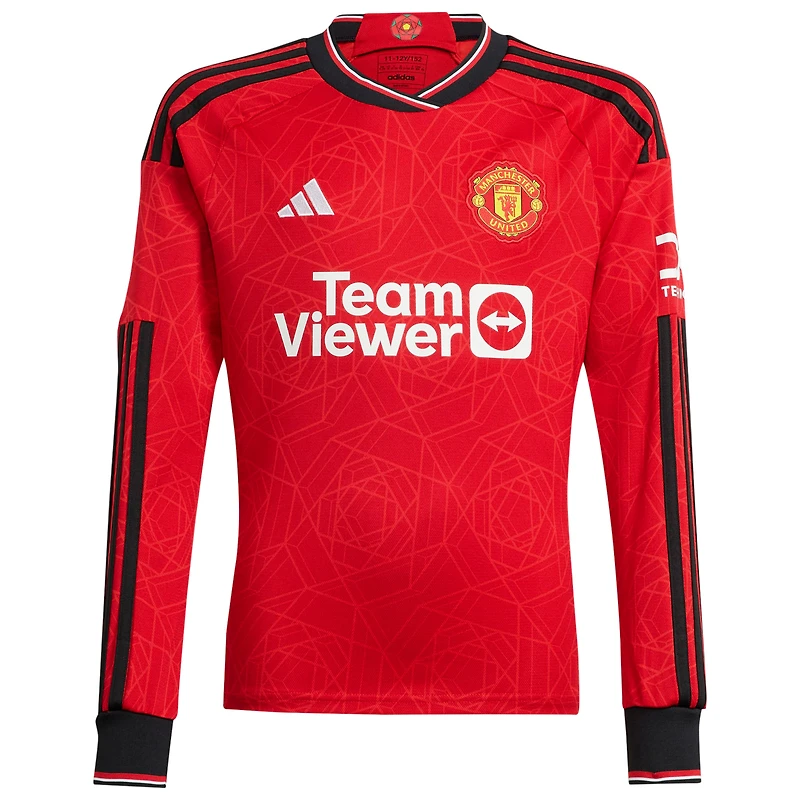 Maillot Homme Adidas Christian Eriksen Manchester United 2023/24 Domicile Réplique Manches Longues Joueur Rouge