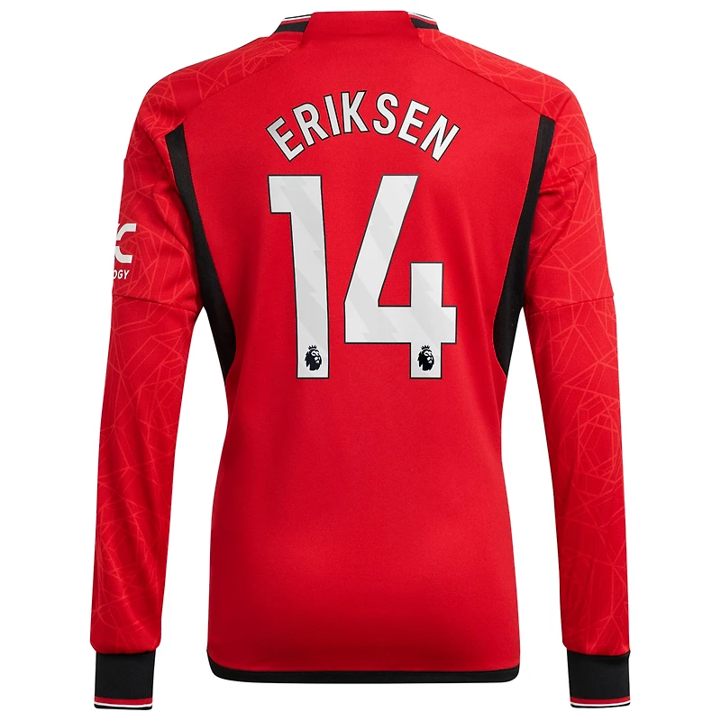 Maillot Homme Adidas Christian Eriksen Manchester United 2023/24 Domicile Réplique Manches Longues Joueur Rouge