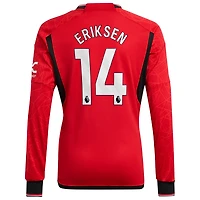 Maillot Homme Adidas Christian Eriksen Manchester United 2023/24 Domicile Réplique Manches Longues Joueur Rouge