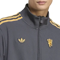 Veste de survêtement zippée adidas grise Manchester United Terrace Icons pour homme