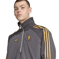 Veste demi-zip adidas grise Manchester United Terrace Icons pour homme