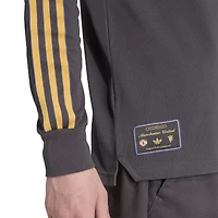 Men's adidas  Gray Manchester United Terrace Icons Long Sleeve Polo