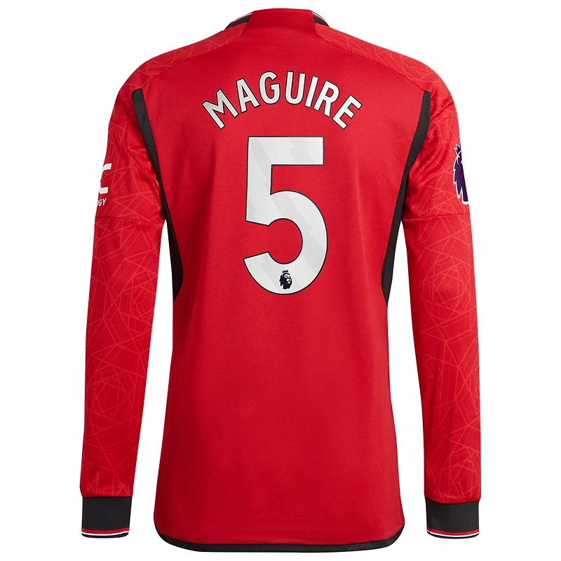 Maillot Manchester United 2023/24 domicile authentique à manches longues pour homme adidas Harry Maguire rouge