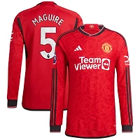 Maillot Manchester United 2023/24 domicile authentique à manches longues pour homme adidas Harry Maguire rouge
