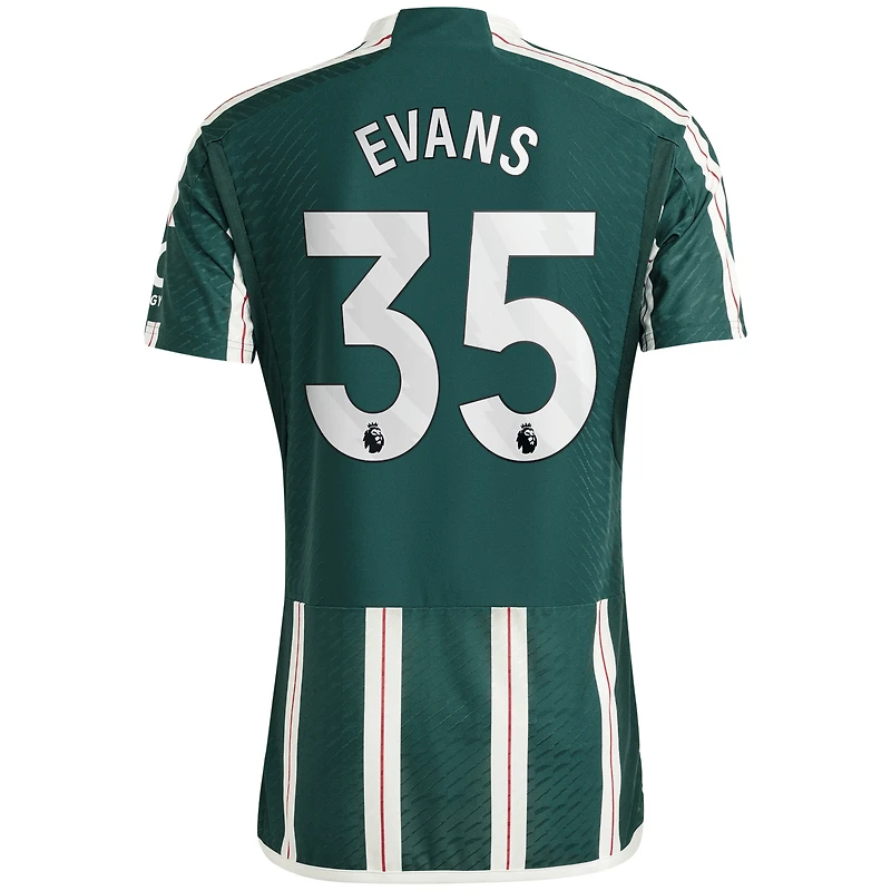Maillot adidas Jonny Evans pour homme, vert, joueur authentique de Manchester United 2023/24 extérieur