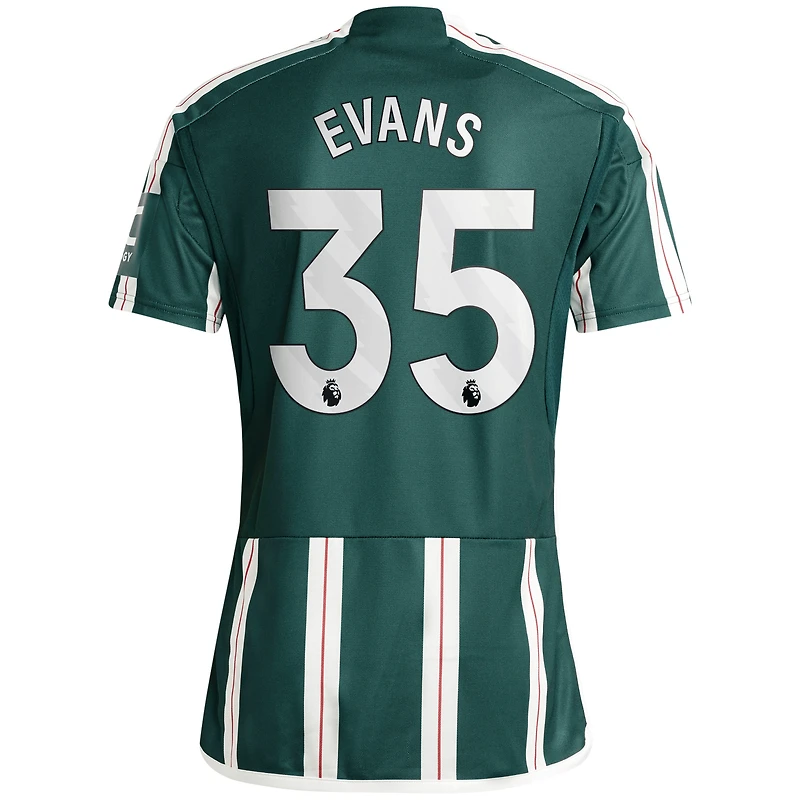 Maillot adidas Jonny Evans pour homme, réplique de joueur Manchester United extérieur 2023/24, vert