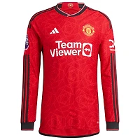 Maillot de joueur adidas Jonny Evans rouge Manchester United 2023/24 domicile authentique à manches longues pour homme