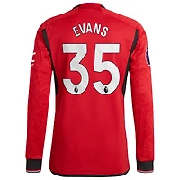 Maillot de joueur adidas Jonny Evans rouge Manchester United 2023/24 domicile authentique à manches longues pour homme