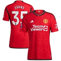 Maillot adidas Jonny Evans pour homme, rouge, joueur authentique de Manchester United 2023/24 domicile
