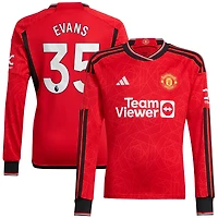 Maillot de joueur adidas Jonny Evans rouge Manchester United 2023/24 domicile réplique à manches longues pour homme