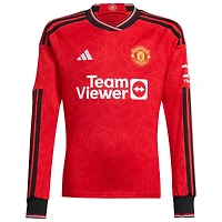 Maillot de joueur adidas Jonny Evans rouge Manchester United 2023/24 domicile réplique à manches longues pour homme