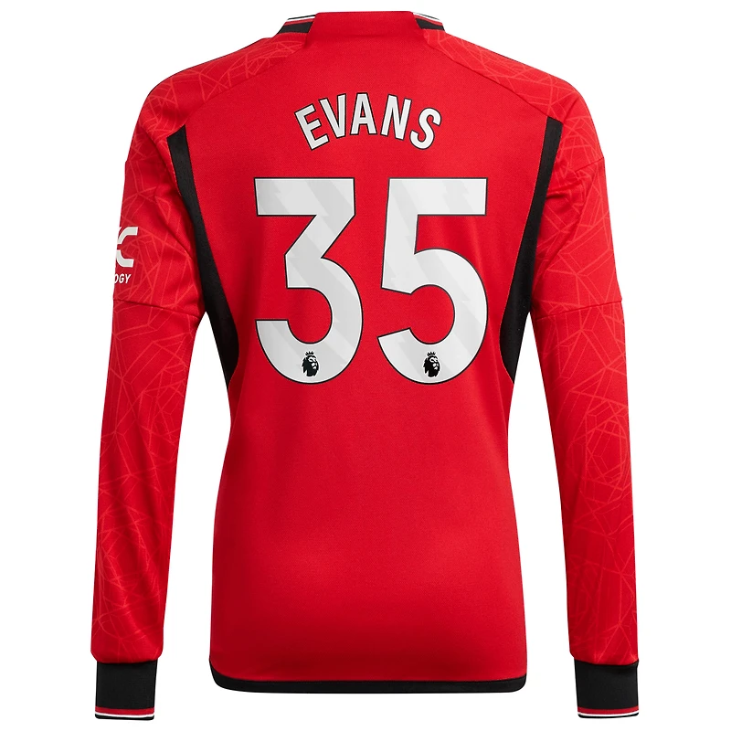 Maillot de joueur adidas Jonny Evans rouge Manchester United 2023/24 domicile réplique à manches longues pour homme