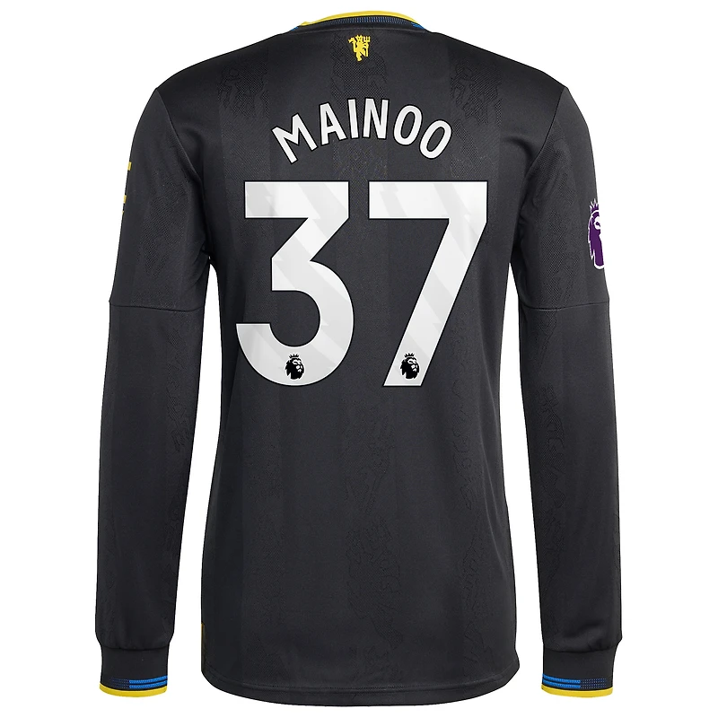Maillot de joueur à manches longues adidas Kobbie Mainoo noir Manchester United 2025/26 pour homme