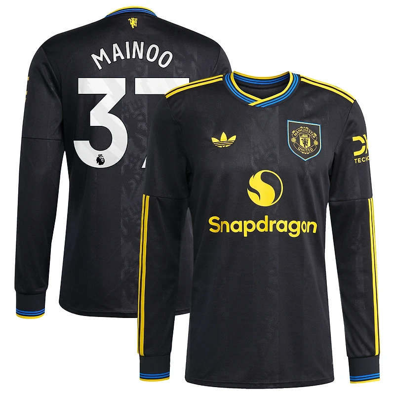 Maillot de joueur à manches longues adidas Kobbie Mainoo noir Manchester United 2025/26 pour homme