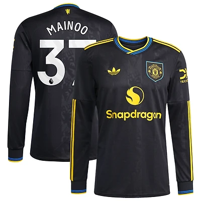 Maillot de joueur à manches longues adidas Kobbie Mainoo noir Manchester United 2025/26 pour homme