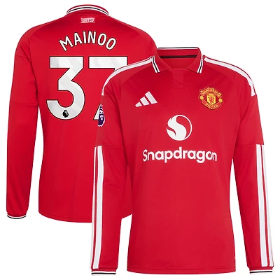 Men's adidas Kobbie Mainoo Red Manchester United 2026/27 Home Authentic Long Sleeve Jersey