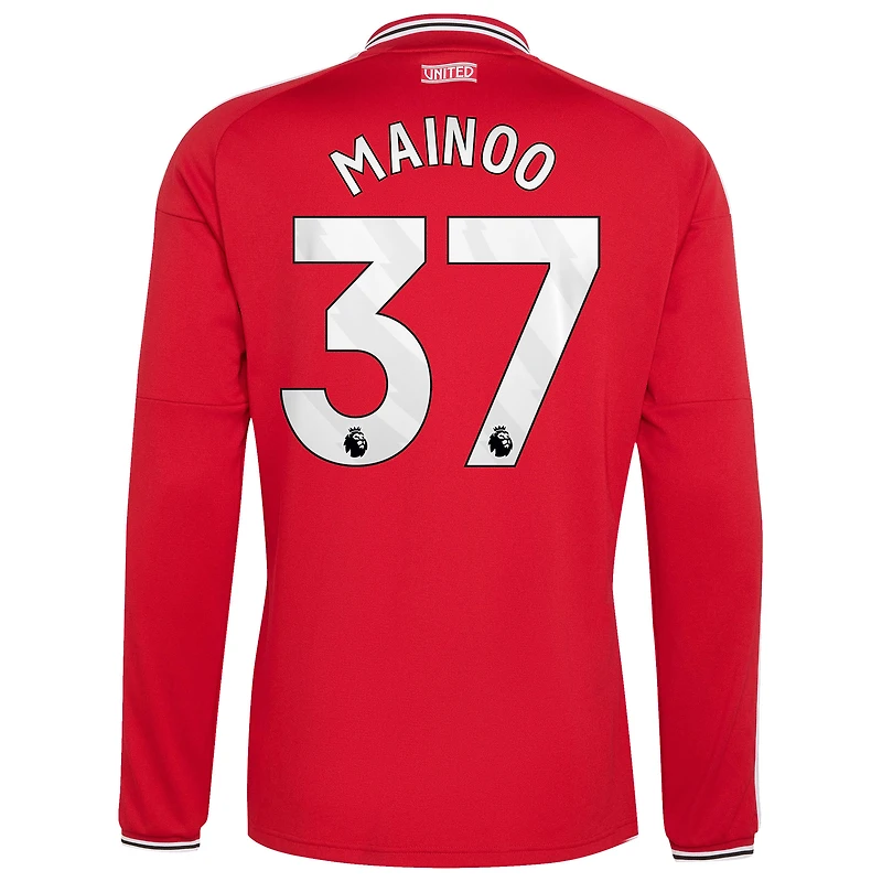 Men's adidas Kobbie Mainoo Red Manchester United 2026/27 Home Replica Long Sleeve Jersey