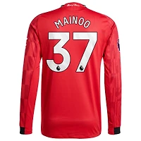 Men's adidas Kobbie Mainoo Red Manchester United Home 2025/26 Authentic Player Long Sleeve Jersey