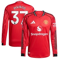 Men's adidas Kobbie Mainoo Red Manchester United Home 2025/26 Authentic Player Long Sleeve Jersey