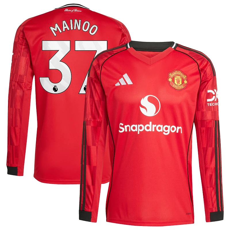 Maillot à manches longues réplique adidas Kobbie Mainoo pour homme, rouge, Manchester United Domicile 2025/26