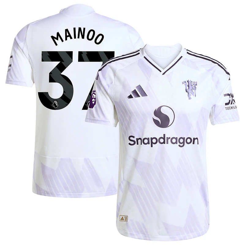 Men's adidas Kobbie Mainoo White Manchester United 2025/26 Away Authentic Player Jersey