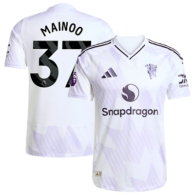 Men's adidas Kobbie Mainoo White Manchester United 2025/26 Away Authentic Player Jersey