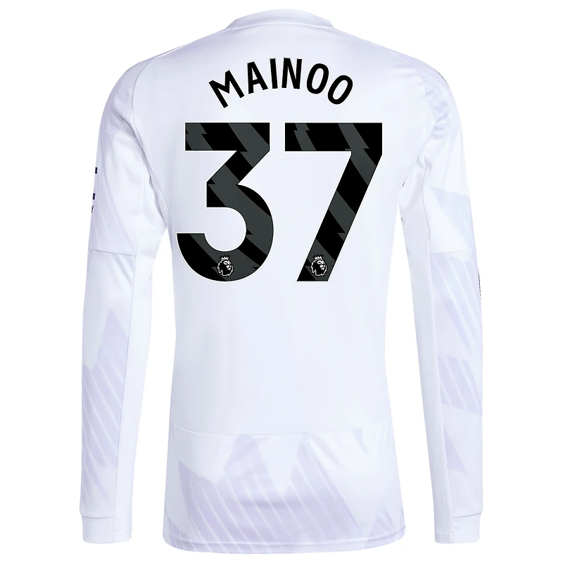 Men's adidas Kobbie Mainoo White Manchester United 2025/26 Away Replica Long Sleeve Player Jersey