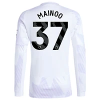Men's adidas Kobbie Mainoo White Manchester United 2025/26 Away Replica Long Sleeve Player Jersey