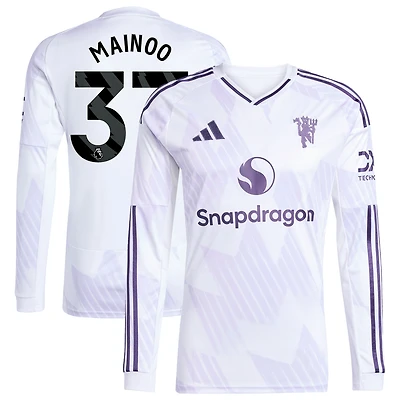 Men's adidas Kobbie Mainoo White Manchester United 2025/26 Away Replica Long Sleeve Player Jersey