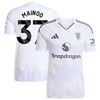 Men's adidas Kobbie Mainoo White Manchester United 2025/26 Away Replica Player Jersey