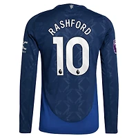 Maillot de joueur adidas Marcus Rashford bleu marine Manchester United 2024/25 extérieur authentique à manches longues pour homme