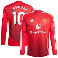 Maillot de joueur adidas Marcus Rashford rouge Manchester United 2024/25 domicile authentique à manches longues pour homme