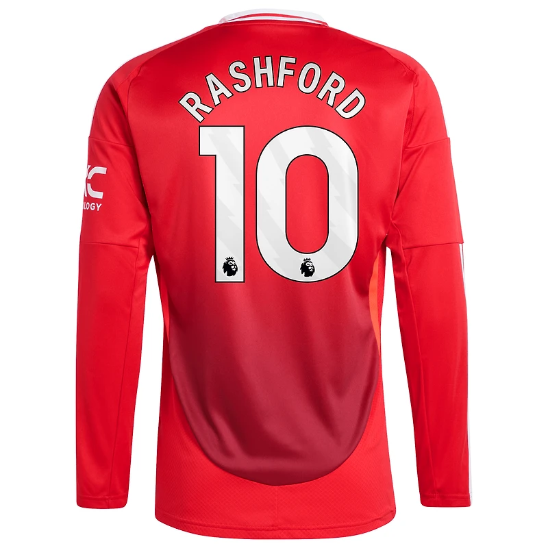 Maillot de joueur réplique à manches longues adidas Marcus Rashford pour homme rouge Manchester United 2024/25 domicile