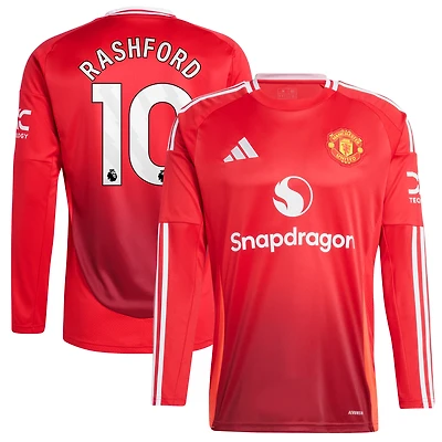 Maillot de joueur réplique à manches longues adidas Marcus Rashford pour homme rouge Manchester United 2024/25 domicile