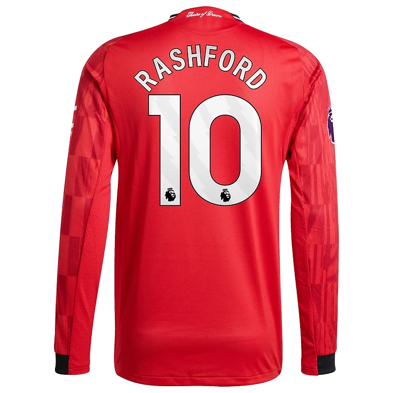 Men's adidas Marcus Rashford Red Manchester United Home 2025/26 Authentic Player Long Sleeve Jersey